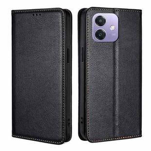 For OPPO A3 5G India Gloss Oil Solid Color Magnetic Leather Phone Case(Black)