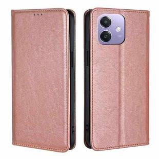 For OPPO A3 5G India Gloss Oil Solid Color Magnetic Leather Phone Case(Rose Gold)