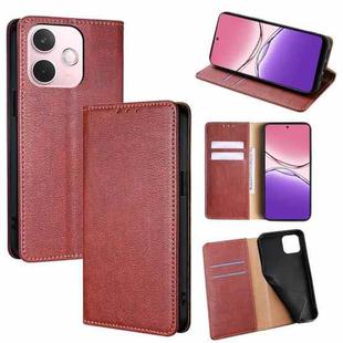 For OPPO A5 Pro 5G Global Gloss Oil Solid Color Magnetic Leather Phone Case(Brown)