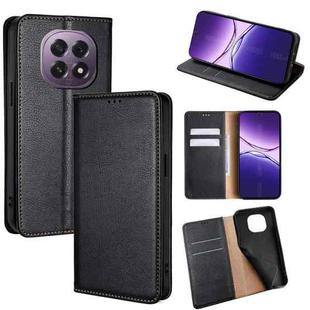 For OPPO A5 5G 2025 Global Gloss Oil Solid Color Magnetic Leather Phone Case(Black)
