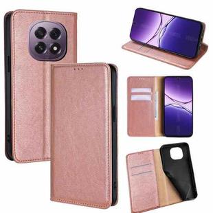For OPPO A5 5G 2025 Global Gloss Oil Solid Color Magnetic Leather Phone Case(Rose Gold)