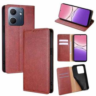 For OPPO A5x 5G Global Gloss Oil Solid Color Magnetic Leather Phone Case(Brown)
