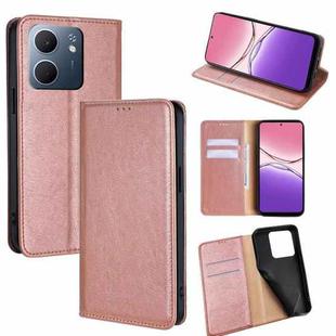 For OPPO A5x 5G Global Gloss Oil Solid Color Magnetic Leather Phone Case(Rose Gold)