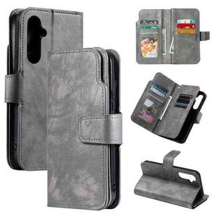 For Samsung Galaxy S24 5G Tri-Fold 9-Card Wallets Leather Phone Case(Grey)