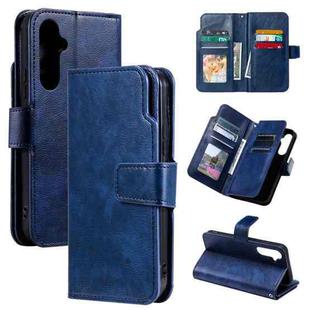 For Samsung Galaxy S24 5G Tri-Fold 9-Card Wallets Leather Phone Case(Blue)