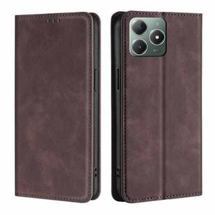 For Realme C61 4G Skin Feel Magnetic Leather Phone Case(Dark Brown)