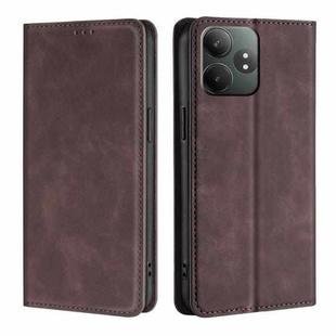 For Realme GT Neo6 SE Skin Feel Magnetic Leather Phone Case(Dark Brown)