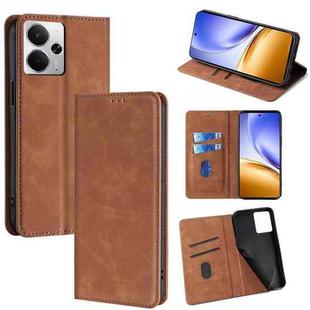 For Realme 14 5G Global Skin Feel Magnetic Leather Phone Case(Light Brown)
