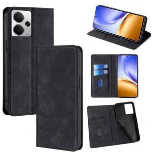 For Realme 14 5G Global Skin Feel Magnetic Leather Phone Case(Black)