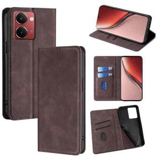 For Realme P3 Ultra 5G Skin Feel Magnetic Leather Phone Case(Dark Brown)