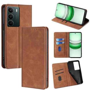 For Realme C71 4G Skin Feel Magnetic Leather Phone Case(Light Brown)