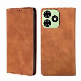 For Tecno Spark Go 2024 Skin Feel Magnetic Leather Phone Case(Light Brown)