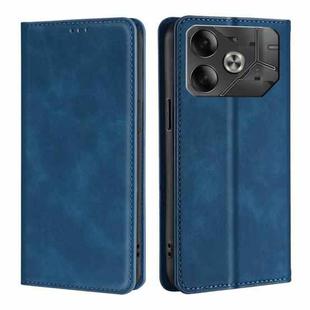 For Tecno Pova 6 5G Skin Feel Magnetic Leather Phone Case(Blue)