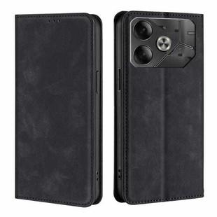 For Tecno Pova 6 5G Skin Feel Magnetic Leather Phone Case(Black)