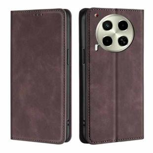 For Tecno Camon 30 Skin Feel Magnetic Leather Phone Case(Dark Brown)