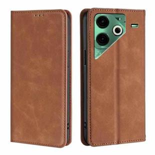 For Tecno Pova 6 Neo 4G Skin Feel Magnetic Leather Phone Case(Light Brown)