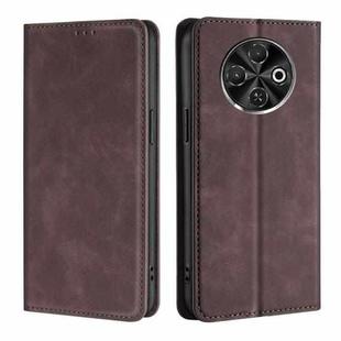 For Tecno Spark 30C 4G Skin Feel Magnetic Leather Phone Case(Dark Brown)