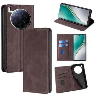 For Tecno Camon 40 Premier 5G Skin Feel Magnetic Leather Phone Case(Dark Brown)