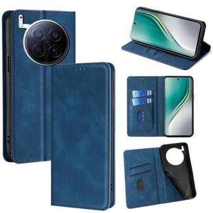 For Tecno Camon 40 Premier 5G Skin Feel Magnetic Leather Phone Case(Blue)