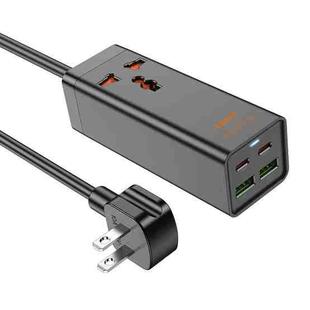 hoco AC10 Barry PD65W 2Type-C+2USB Ports with 1 Socket Desktop Charger, Cable Length: 1.5m, US Plug(Black)