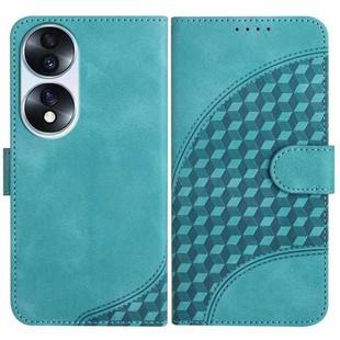 For Honor 70 YX0060 Elephant Head Embossed Phone Leather Case with Lanyard(Light Blue)