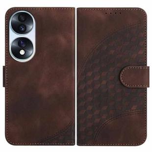 For Honor 70 YX0060 Elephant Head Embossed Phone Leather Case with Lanyard(Coffee)