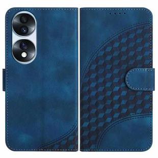 For Honor 70 Pro YX0060 Elephant Head Embossed Phone Leather Case with Lanyard(Royal Blue)