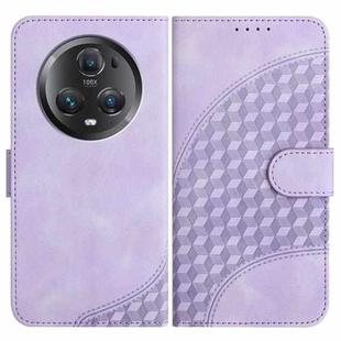 For Honor Magic5 Pro YX0060 Elephant Head Embossed Phone Leather Case with Lanyard(Light Purple)