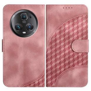 For Honor Magic5 Pro YX0060 Elephant Head Embossed Phone Leather Case with Lanyard(Pink)