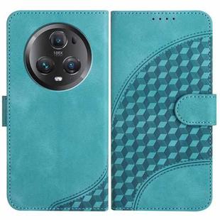 For Honor Magic5 Pro YX0060 Elephant Head Embossed Phone Leather Case with Lanyard(Light Blue)