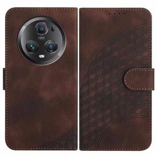 For Honor Magic5 Pro YX0060 Elephant Head Embossed Phone Leather Case with Lanyard(Coffee)