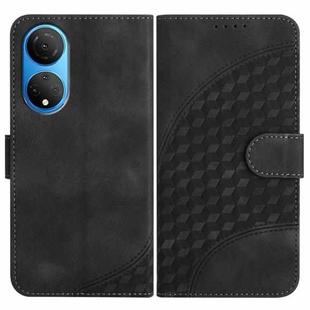 For Honor X7/Play 30 Plus YX0060 Elephant Head Embossed Phone Leather Case with Lanyard(Black)