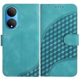 For Honor X7/Play 30 Plus YX0060 Elephant Head Embossed Phone Leather Case with Lanyard(Light Blue)