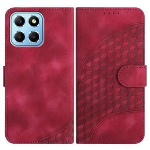 For Honor X8 5G YX0060 Elephant Head Embossed Phone Leather Case with Lanyard(Rose Red)