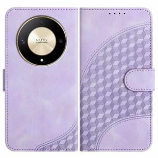 For Honor X9a YX0060 Elephant Head Embossed Phone Leather Case with Lanyard(Light Purple)