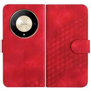 For Honor X9a YX0060 Elephant Head Embossed Phone Leather Case with Lanyard(Red)