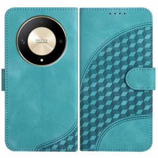 For Honor X9a YX0060 Elephant Head Embossed Phone Leather Case with Lanyard(Light Blue)