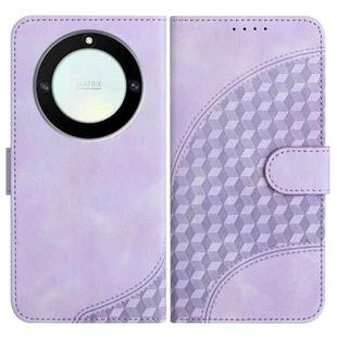 For Honor X40 5G/X9a 5G/Magic5 Lite YX0060 Elephant Head Embossed Phone Leather Case with Lanyard(Light Purple)
