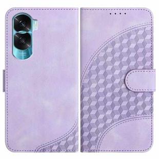 For Honor X50i 5G/90 Lite YX0060 Elephant Head Embossed Phone Leather Case with Lanyard(Light Purple)