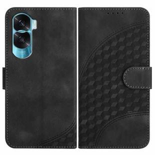 For Honor X50i 5G/90 Lite YX0060 Elephant Head Embossed Phone Leather Case with Lanyard(Black)