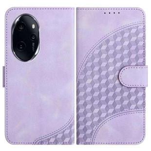 For Honor 100 Pro YX0060 Elephant Head Embossed Phone Leather Case with Lanyard(Light Purple)