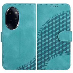 For Honor 100 Pro YX0060 Elephant Head Embossed Phone Leather Case with Lanyard(Light Blue)