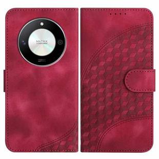For Honor X50 / X9b YX0060 Elephant Head Embossed Phone Leather Case with Lanyard(Rose Red)