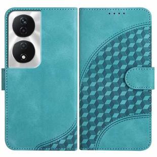 For Honor X7b YX0060 Elephant Head Embossed Phone Leather Case with Lanyard(Light Blue)