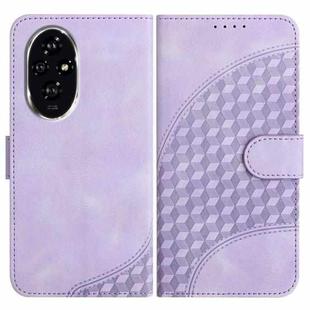 For Honor 200 YX0060 Elephant Head Embossed Phone Leather Case with Lanyard(Light Purple)