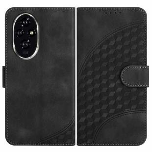 For Honor 200 YX0060 Elephant Head Embossed Phone Leather Case with Lanyard(Black)