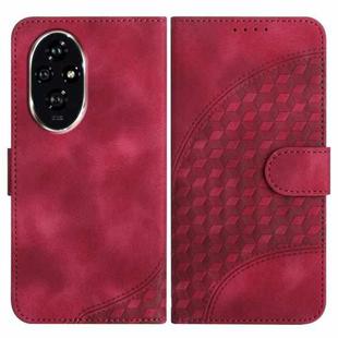 For Honor 200 YX0060 Elephant Head Embossed Phone Leather Case with Lanyard(Rose Red)