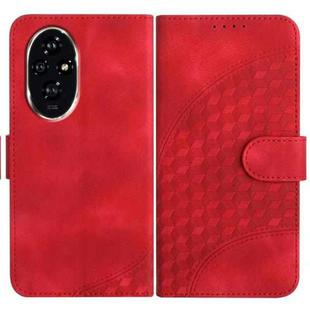 For Honor 200 YX0060 Elephant Head Embossed Phone Leather Case with Lanyard(Red)