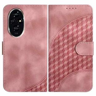 For Honor 200 Pro YX0060 Elephant Head Embossed Phone Leather Case with Lanyard(Pink)