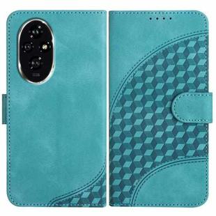 For Honor 200 Pro YX0060 Elephant Head Embossed Phone Leather Case with Lanyard(Light Blue)